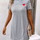 Striped Round Neck Short Sleeve Mini Dress