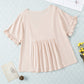 V-Neck Flounce Sleeve Babydoll Blouse