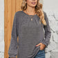 Ruched Round Neck Flounce Sleeve T-Shirt