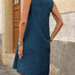 Pocketed Decorative Button Sleeveless Dress