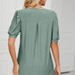 Eyelet Notched Short Sleeve T-Shirt