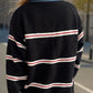 Contrast Stripes Round Neck Long Sleeve Sweater