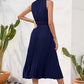 Swiss Dot Tie Neck Sleeveless Dress