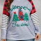 Plus Size Christmas Tree Plaid Round Neck Long Sleeve T-Shirt