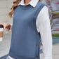 Buttoned Round Neck Sweater Vest