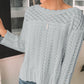 Openwork Round Neck Long Sleeve Knit Top