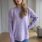 Round Neck Drop Shoulder Long Sleeve Sweater