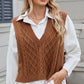 Cable-Knit V-Neck Sweater Vest