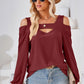 Cutout Square Neck Cold Shoulder T-Shirt