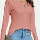 Decorative Button V-Neck Long Sleeve T-Shirt