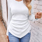 Full Size Ruched V-Neck Long Sleeve T-Shirt