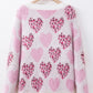 Pearl Detail Heart Round Neck Sweater