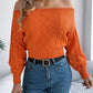 Cable Knit Off-Shoulder Long Sleeve Sweater