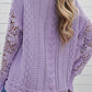 Openwork Round Neck Long Sleeve Sweater