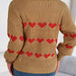 Heart Johnny Collar Long Sleeve Sweater