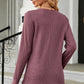 Waffle-Knit Notched Long Sleeve T-Shirt