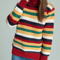 Contrast Stripes Turtleneck Long Sleeve Sweater