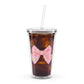 Pink Ribbons Clear Plastic Tumbler