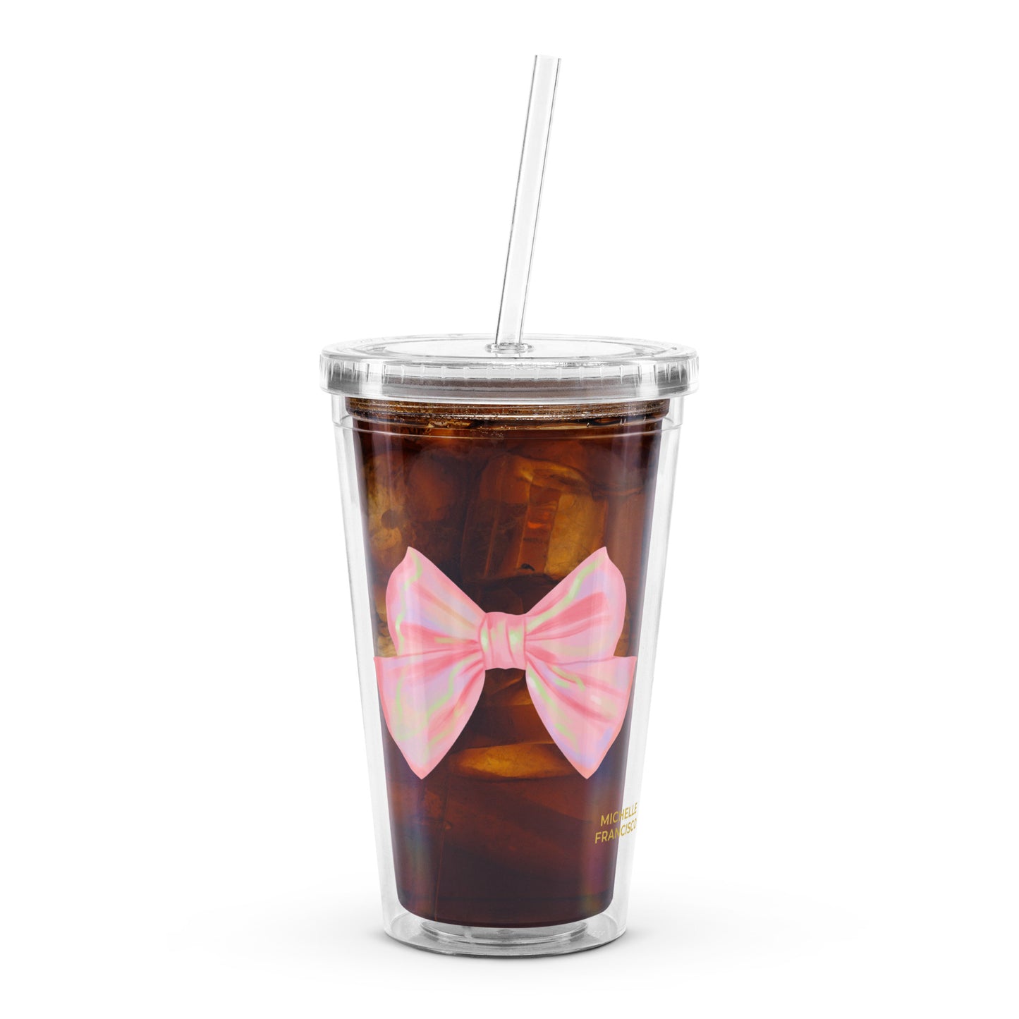 Pink Ribbons Clear Plastic Tumbler