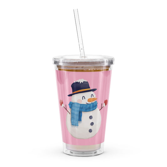 Snowman Clear Plastic Tumbler