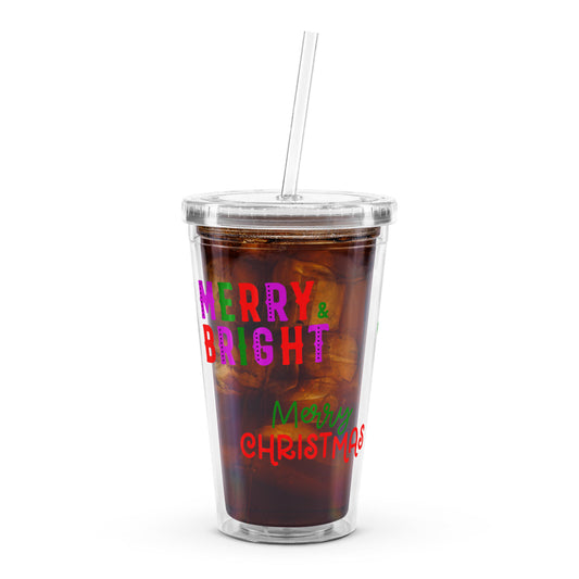 Christmas Vibes Clear Plastic Tumbler