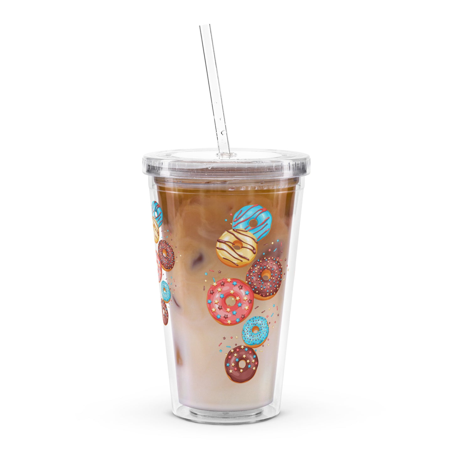 Donuts Clear Plastic Tumbler