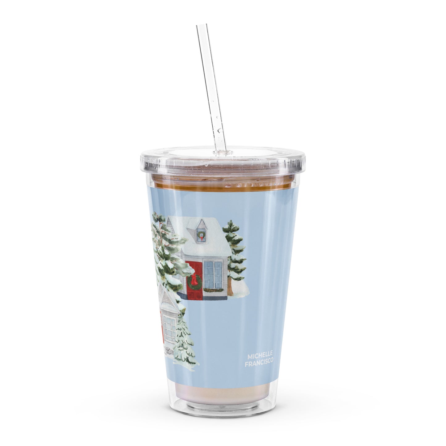 Snow Christmas Clear Plastic Tumbler