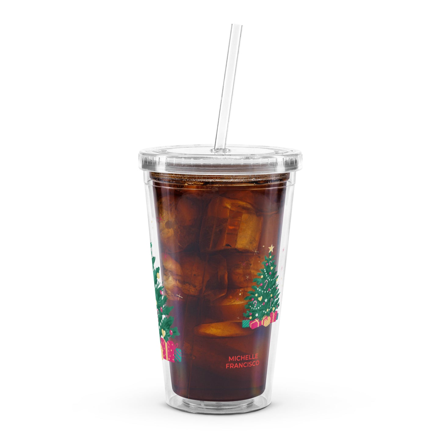 Christmas Tree Clear Plastic Tumbler