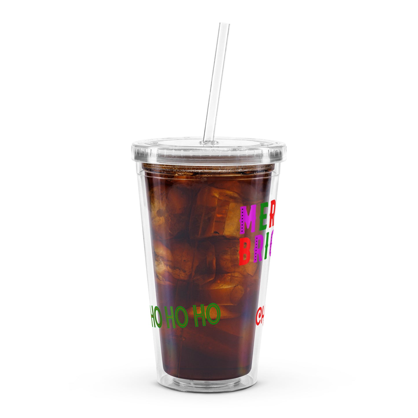 Christmas Vibes Clear Plastic Tumbler