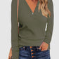 Decorative Button V-Neck Long Sleeve T-Shirt