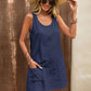 Decor Button Mini Tank Dress with Pockets