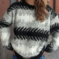 Contrast Round Neck Dropped Shoulder Sweater