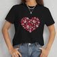 Heart Round Neck Short Sleeve T-Shirt