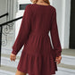 V-Neck Long Sleeve Mini Dress