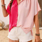 Contrast Collared Neck Short Sleeve Shirt