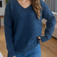 V-Neck Dropped Shoulder Long Sleeve Sweater