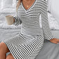 Striped V-Neck Long Sleeve Dress