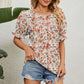 Round Neck Flounce Sleeve Blouse