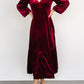 V-Neck Long Sleeve Midi Velvet Dress