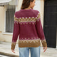 Contrast Round Neck Long Sleeve Sweater