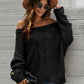 Cable Knit Openwork Off-Shoulder Sweater