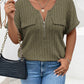 Plus Size Half Zip Short Sleeve T-Shirt