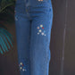 Embroidered Straight Jeans with Pockets