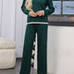 Contrast Trim Round Neck Top and Pants Sweater Set