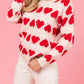 Valentine’s Day Fuzzy Heart Round Neck Long Sleeve Sweater