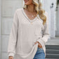 Exposed Seam V-Neck Long Sleeve T-Shirt