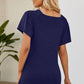 Smocked Round Neck Flutter Sleeve T-Shirt