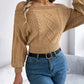 Cable Knit Off-Shoulder Long Sleeve Sweater