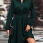 Smocked Johnny Collar Long Sleeve Dress