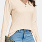 Decorative Button V-Neck Long Sleeve T-Shirt